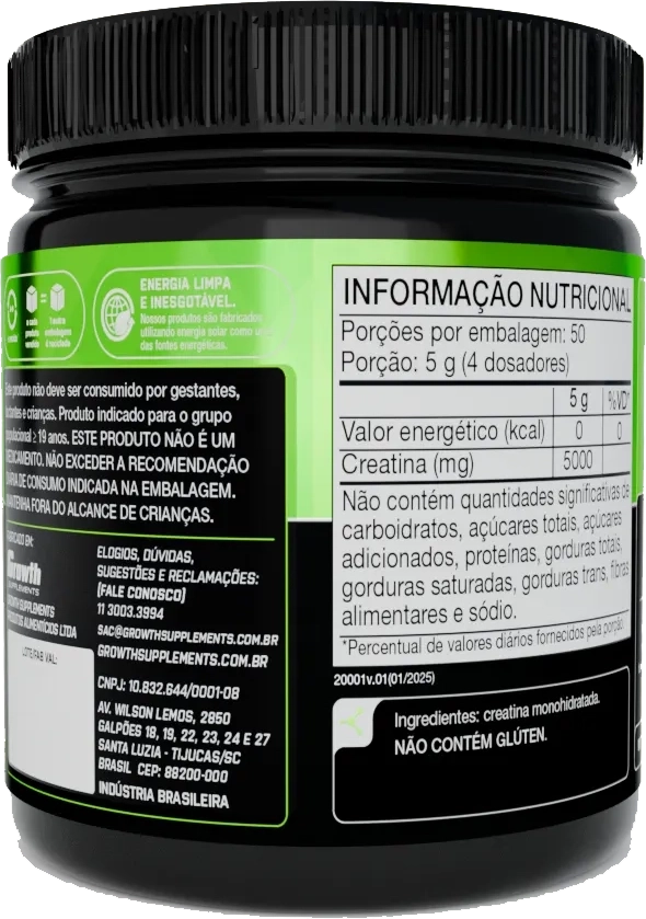 Creatina 250g - Verso